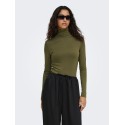 JDY Tallis langærmet højhalset bluse - Dark Olive