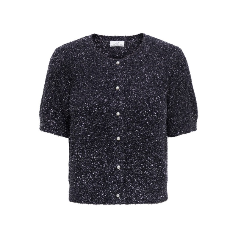 JDY Nadine kortærmet glimmer strik cardigan - Black / Silver