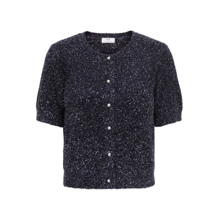 JDY Nadine kortærmet glimmer strik cardigan - Black / Silver