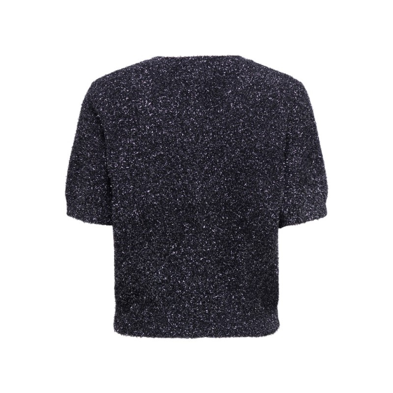 JDY Nadine kortærmet glimmer strik cardigan - Black / Silver