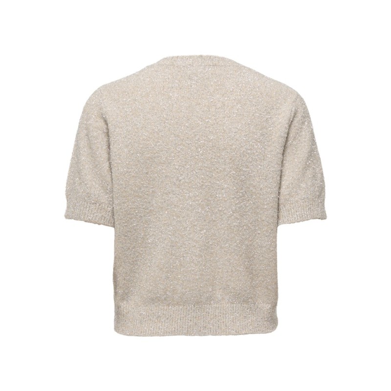 JDY Nadine kortærmet glimmer strik cardigan - Beige / Silver