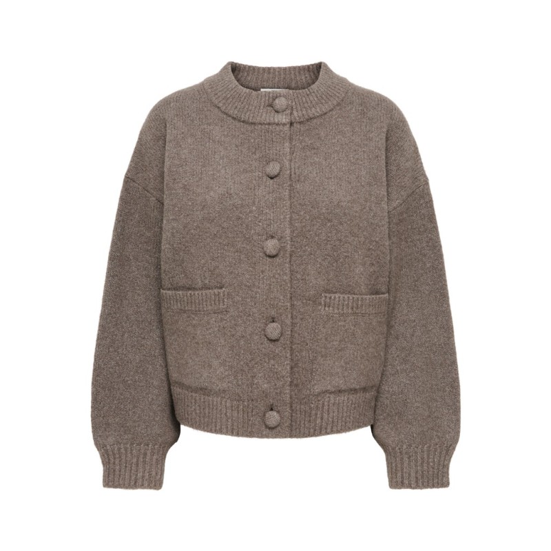 JDY Kimie langærmet strik cardigan - Mulch