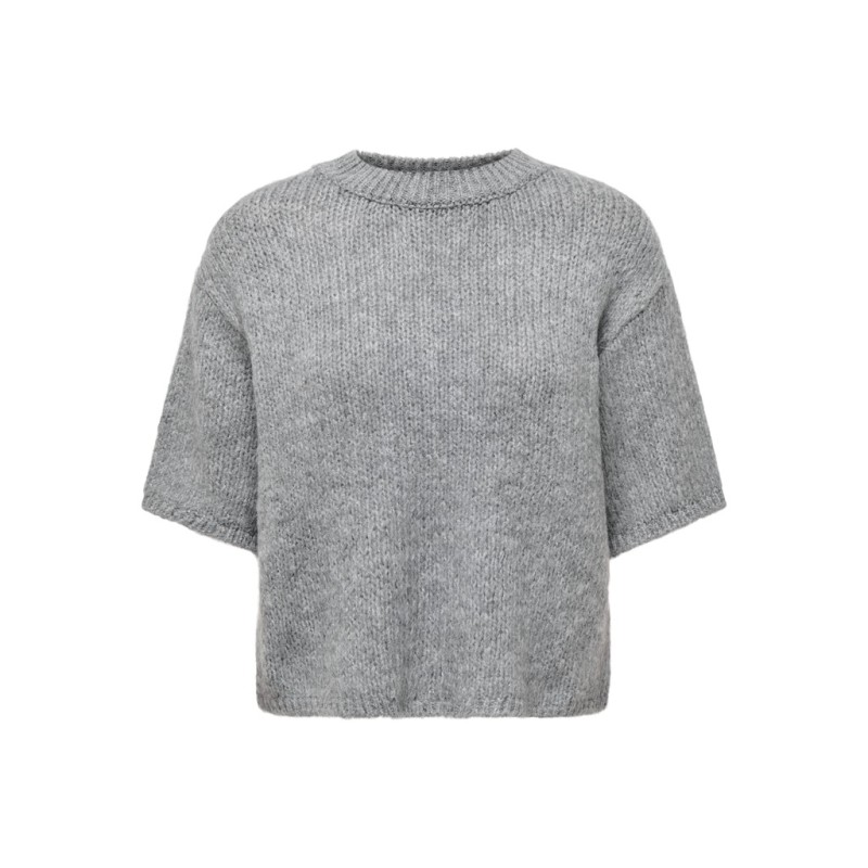 JDY Dicte kortærmet strikbluse - Medium Grey Melange