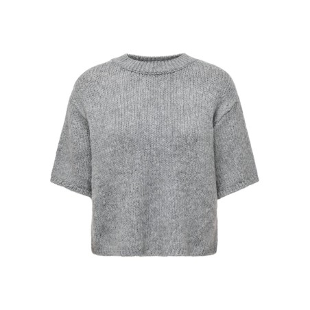 JDY Dicte kortærmet strikbluse - Medium Grey Melange