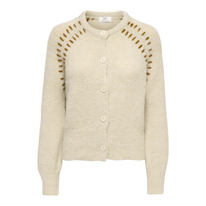 JDY Zoey Ella langærmet strik cardigan - Oatmeal / Monks Robe