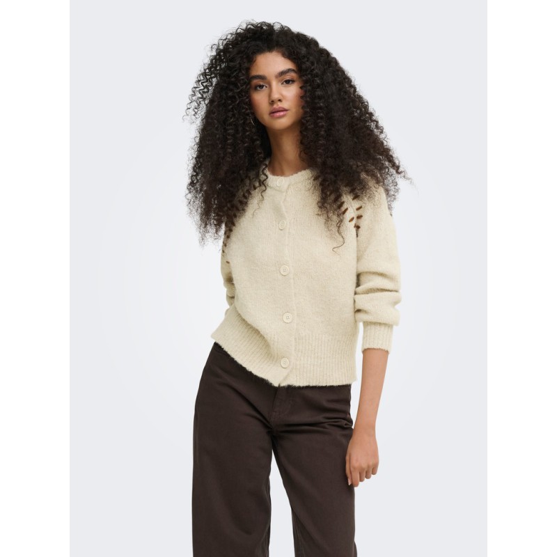 JDY Zoey Ella langærmet strik cardigan - Oatmeal / Monks Robe