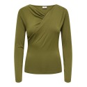 JDY Irena langærmet vandfald bluse - Dark Olive