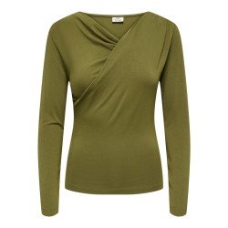 JDY Irena langærmet vandfald bluse - Dark Olive