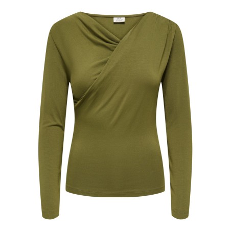 JDY Irena langærmet vandfald bluse - Dark Olive