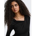 JDY Irena langærmet vandfald bluse - Black