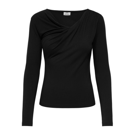JDY Irena langærmet vandfald bluse - Black