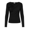 JDY Irena langærmet vandfald bluse - Black