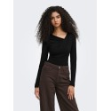 JDY Irena langærmet vandfald bluse - Black