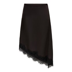 JDY Denise højtaljet blonde nederdel -  Chocolate Plum / Sort blonde