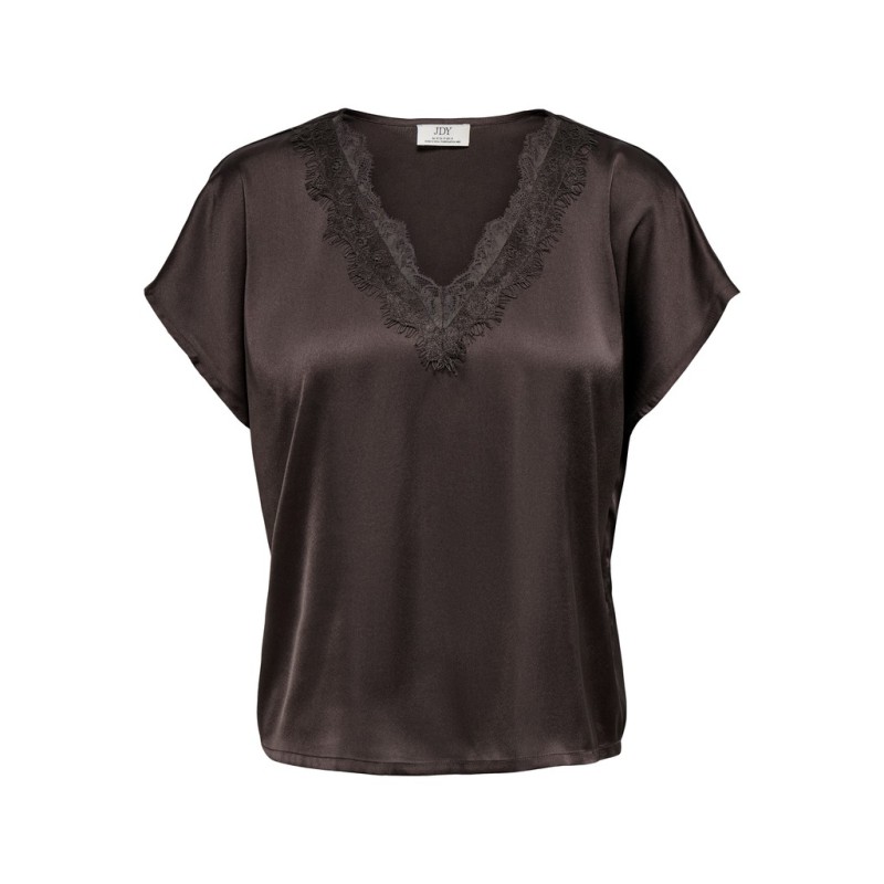 JDY Fifi kortærmet bluse - Chocolate Plum