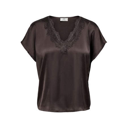 JDY Fifi kortærmet bluse - Chocolate Plum