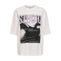 JDY Pisa kortærmet oversize print T-shirt - Cloud Dancer: STUDIO