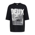 JDY Pisa kortærmet oversize print T-shirt - Black / Deux
