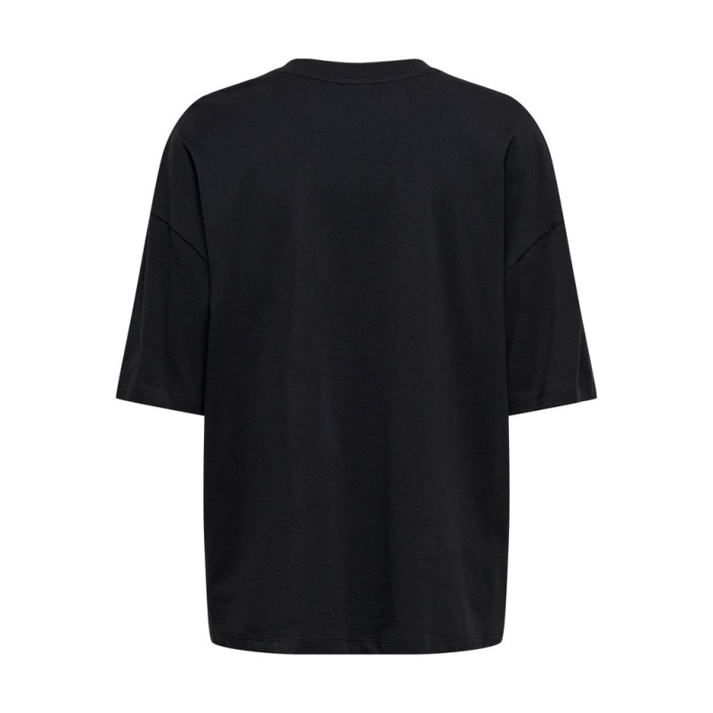 JDY Pisa kortærmet oversize print T-shirt - Black / Deux