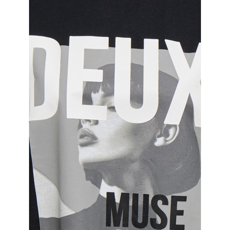 JDY Pisa kortærmet oversize print T-shirt - Black / Deux