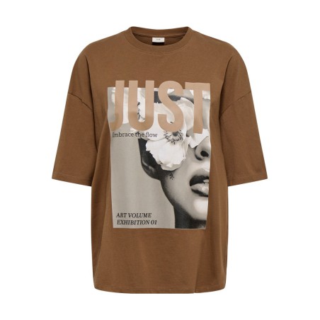 JDY Pisa kortærmet oversize print T-shirt - Bison: Just