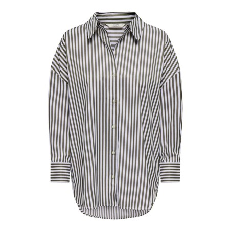 JDY Vesper langærmet loose skjorte - Cloud Dancer / DARK OLIVE