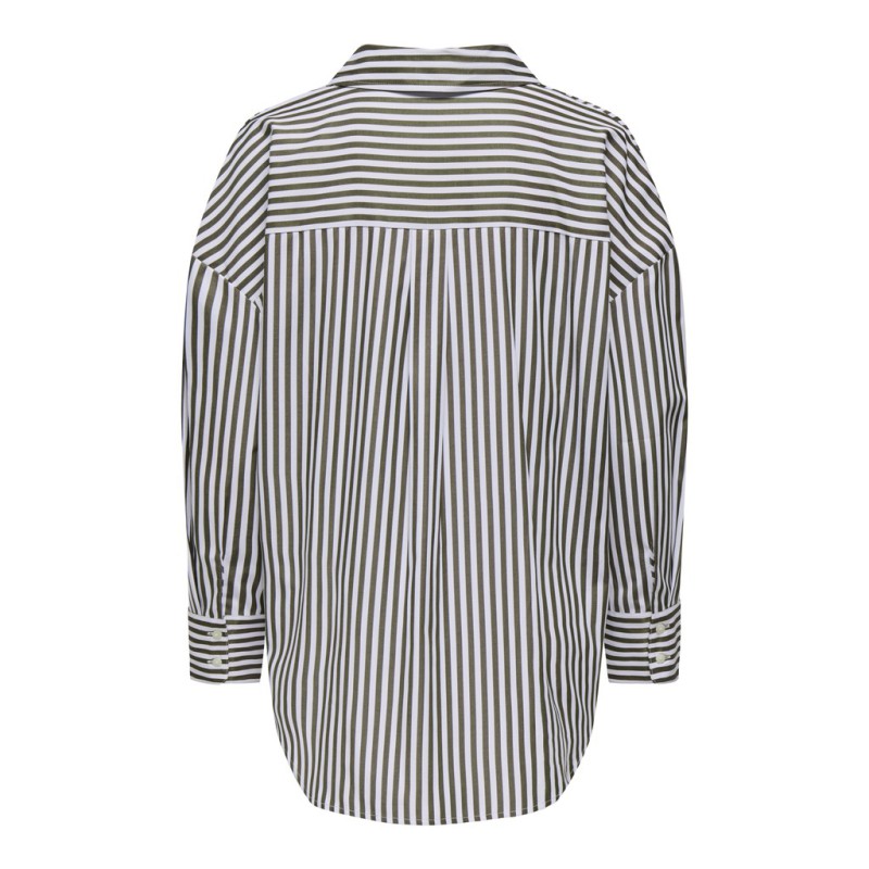 JDY Vesper langærmet loose skjorte - Cloud Dancer / DARK OLIVE