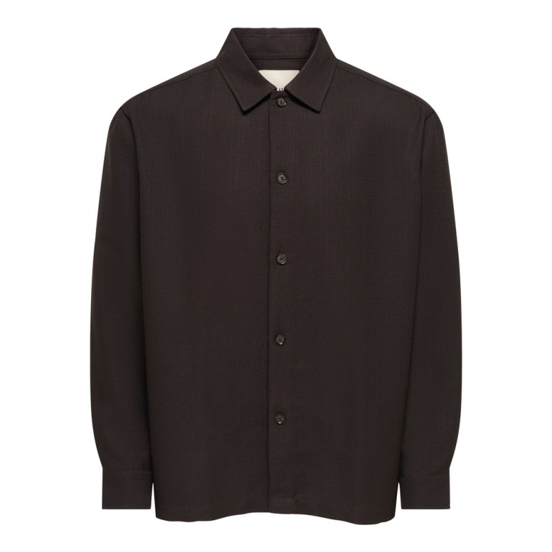 ONLY & SONS Hansi langærmet relaxed skjorte - Coffee Bean