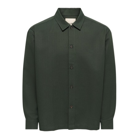 ONLY & SONS Hansi langærmet relaxed skjorte - Forest Night