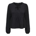 ONLY Milla glimmer langærmet bluse - Black / Silver Luex