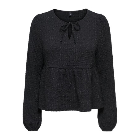 ONLY Milla glimmer langærmet bluse - Black / Silver Luex