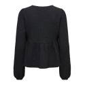 ONLY Milla glimmer langærmet bluse - Black / Silver Luex