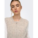 ONLY Bouble lynlås strik vest - Peyote / Silver