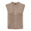 ONLY Bouble lynlås strik vest - Bracken / Silver