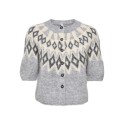 ONLY Reykja kortærmet strik cardigan - Light Grey Melange / Fair Isle / Birch Mel
