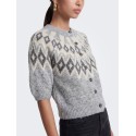 ONLY Reykja kortærmet strik cardigan - Light Grey Melange / Fair Isle / Birch Mel