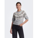 ONLY Reykja kortærmet strik cardigan - Light Grey Melange / Fair Isle / Birch Mel