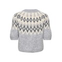 ONLY Reykja kortærmet strik cardigan - Light Grey Melange / Fair Isle / Birch Mel
