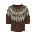 ONLY Reykja kortærmet strik cardigan - Coffee Bean / Fair Isle / Smokey