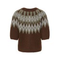 ONLY Reykja kortærmet strik cardigan - Coffee Bean / Fair Isle / Smokey