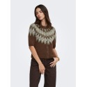 ONLY Reykja kortærmet strik cardigan - Coffee Bean / Fair Isle / Smokey