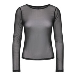 ONLY Nox langærmet boatneck mesh bluse - Black