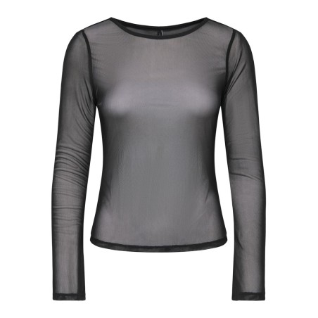 ONLY Nox langærmet boatneck mesh bluse - Black