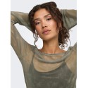 ONLY Nox langærmet boatneck mesh bluse - Walnut / Camouflage
