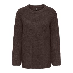 ONLY Maggie lang striktrøje - Coffee Bean