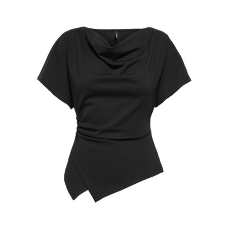 ONLY Ember kortærmet vandfald top - Black