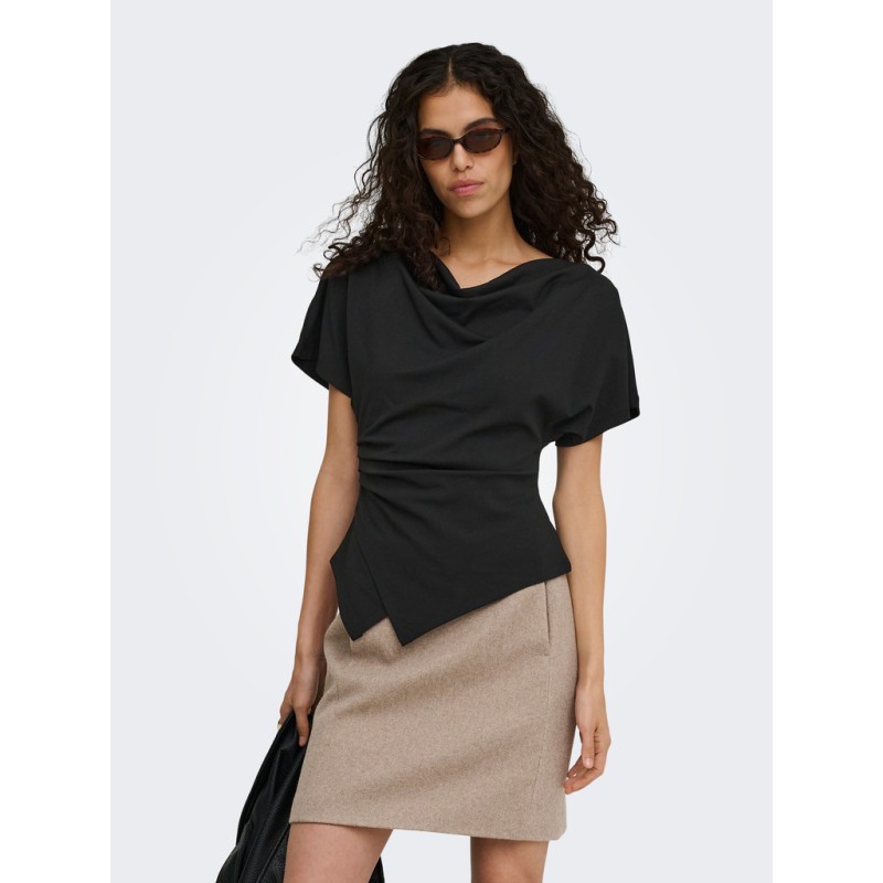 ONLY Ember kortærmet vandfald top - Black
