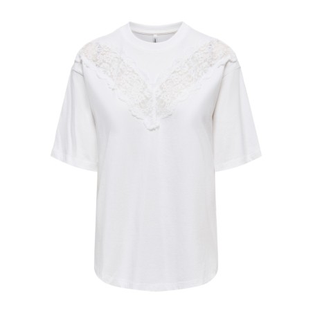 ONLY Vivvi blonde T-shirt - Cloud Dancer / Cloud Dancer Lace