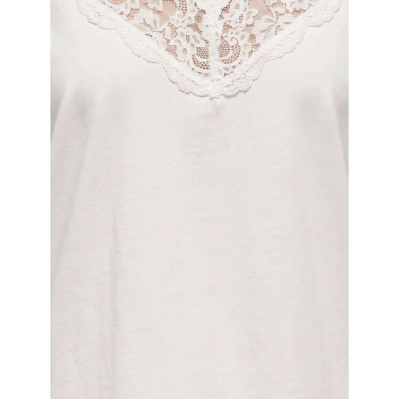 ONLY Vivvi blonde T-shirt - Cloud Dancer / Cloud Dancer Lace