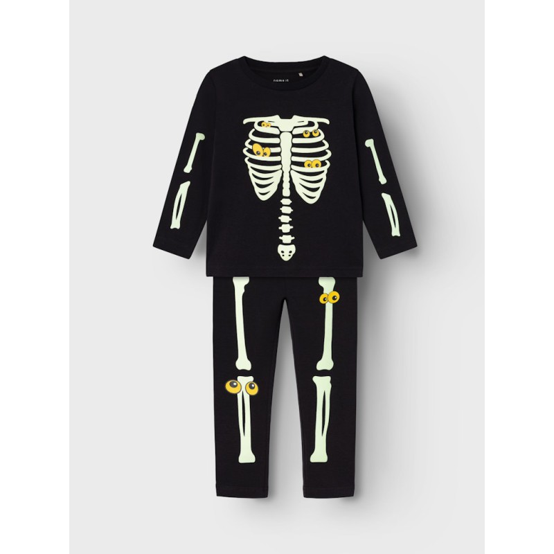 NAME IT MINI Halloween skelet sæt - Black / Yellow